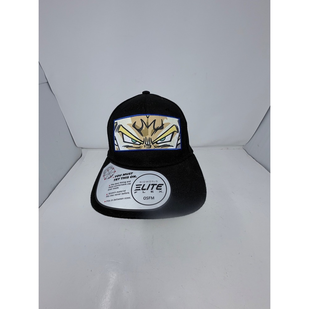Bioworld Dragon Ball Z Snapback Hat OSFM Black Majin Vegeta Elite Flex Cap